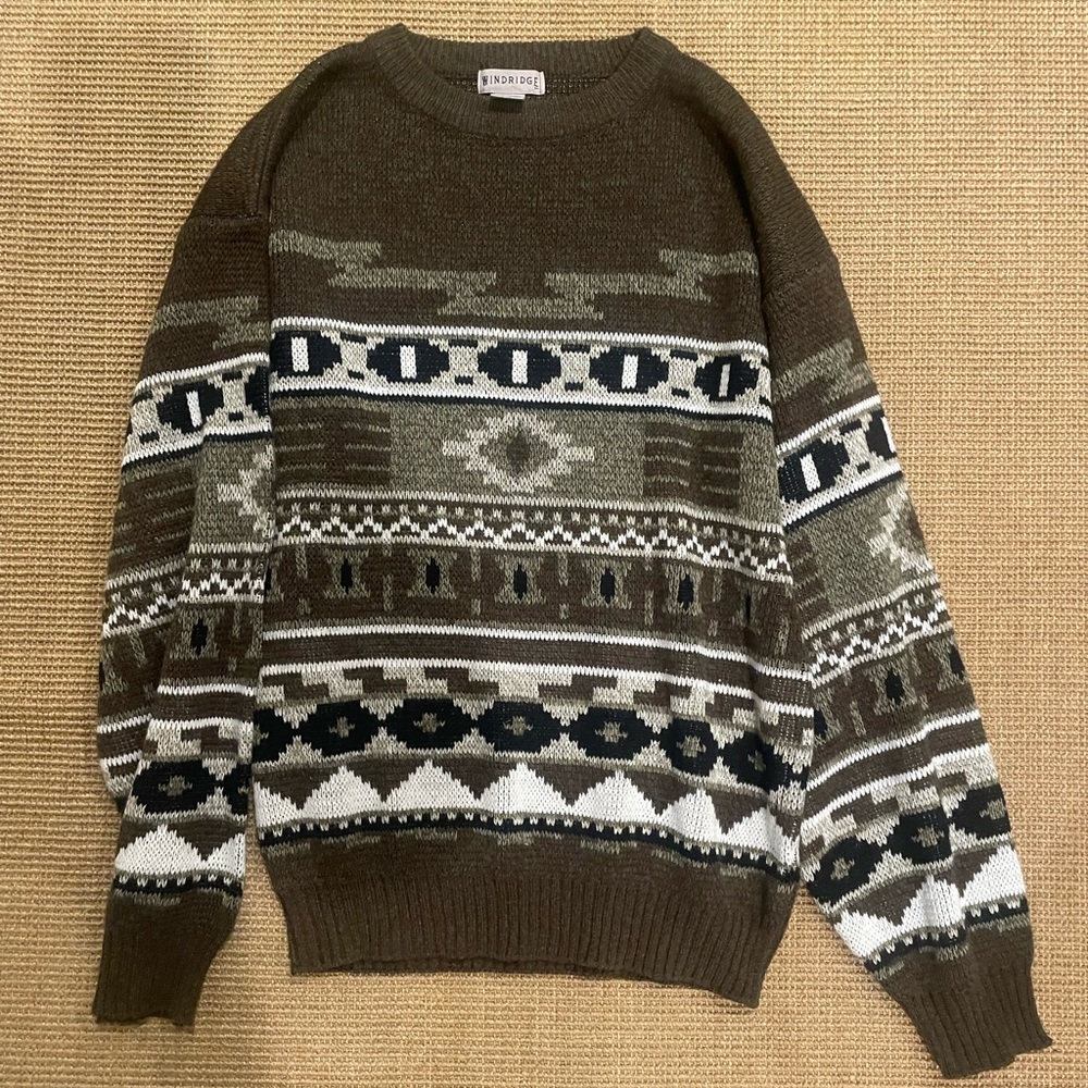 Vintage Green Aztec Sweater Medium